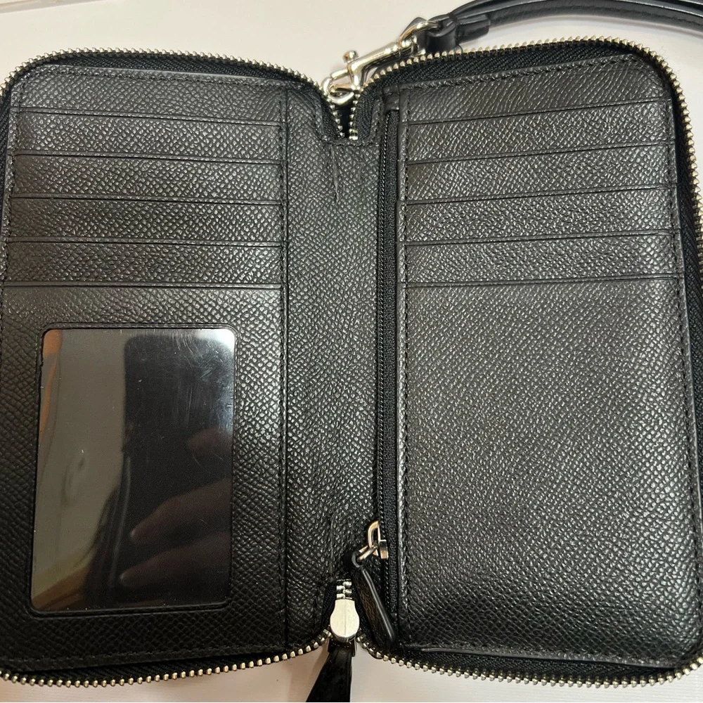 Coach Black Glitter Wristlet Double Zip Wallet